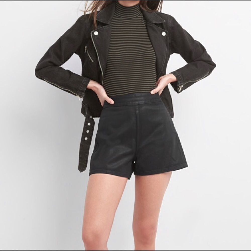 GAP 1969 Coated Leather Feel Denim Trouser Shorts
